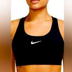 Nike  Swoosh Bra - medium support Size Large- black with white swoosh Photo 0