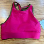 Fabletics NWT  Siena High Impact Sports Bra Pink Punch & Faded Olive Size Small Photo 6