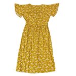 Mimi Chica  Yellow Floral Tie Front Button Midi Dress Bell Sleeve Boho Sz Medium Photo 6