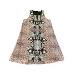 Lavender Brown  Sonna Sleeveless Silk key hole paisley Printed shift mini Dress S Photo 0