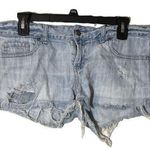 PINK - Victoria's Secret  Extremely Distressed Pale Blue Denim Jeans Shorts 6 Photo 0
