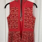 Toccin(NY) Pink&Orange Hibiscus Geotile Tie Neck Pleated Midi Dress Sz.4 Orange Photo 11