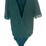 Abercrombie & Fitch Women's M Plunge Neck Wrap Bodysuit Emerald Green Polka Dot Photo 0