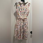 Samantha Sung White Splatter Paint Multicolor Sleeveless Midi Dress Size 8 Pink Photo 3