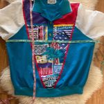 Vintage Teddi Unisex Windbreaker Shirt w/ Matching Jacket Abstract EUC Sz XL 80s Blue Photo 8