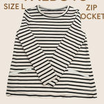 Talbots  Striped Long Sleeve Top with Zip Pockets Black‎ and White Striped Size L Photo 0