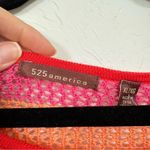 525 America 525 American Orange Pink Red Striped Open Knit Pullover Sweater Womens XL Boho Photo 2