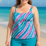Kim Gravel x Swimsuits For All Womens Tankini Set Size 14 Aqua Modest Sporty Blue Photo 0