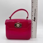 Furla Candy Mini Hot Pink Patent Mini Top-Handle Purse Gold Turn-Lock Preowned Photo 12