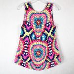 Annie Griffin  Small Top Colorful Silk Sleeveless Lined Pink Blue Yellow 1441‎ Photo 1