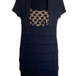 St. Tropez  dress 6 black short sleeve polka dot mesh overlay tiered sheath Y2K Photo 0