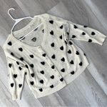 Anthropologie  Heart Cardigan wool alpaca intarsia womens Cream (xsmall petite) Photo 2