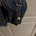 First Issue All Silk Floral Print‎ small Long Sleeve Flowy Feminine Artsy Blue Photo 3