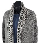 Lucky Brand  BOHO Shawl Cardigan Open Black White Geometric Sweater Women’s 1X Photo 4