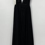 Bishop and Young BLACK PLUNGING NECKLINE FLOWY SILHOUETTE MAXI DRESS MEDIUM Photo 1