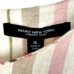 Andrew Marc MARC New York | XL | Linen Blend Multi-Color Stripe Puff Sleeve Popover Blouse Photo 2
