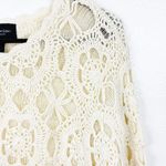 CELINA YANG DESIGNS Cream Knit Lace Long Sleeves Ramie Cotton Blend Top Medium Photo 7