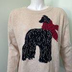 Loft  Cream Ivory Crewneck Sweater Women's Petite MEDIUM M Dog Photo 2