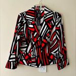 Abbie Mags Aztec Print Two Button Notch Lapel Vintage Boxy Blazer Size SP Red Photo 0