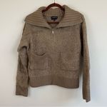 CARBON38 Half Zip Boucle Pullover Sweater jn Caribou Size XS Tan Photo 3