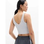 Athleta New  M Transcend V-Neck Crop Sports Bra D-DD Quartz Grey Medium Photo 1
