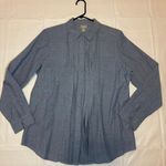 J. Jill Tuxedo Pleat Chambray Button Down tunic shirt blouse size Medium Blue Photo 2