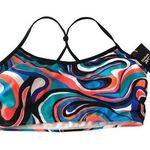 Reebok Bikini Top Long Line Removable Cups Racerback Swirl Blue Orange L Photo 0