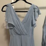 David's Bridal David’s Bridal Dusty Blue DayDream Dress with Flutter Sleeve Full Skirt size 0 Photo 2