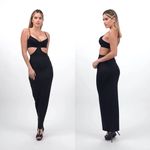 LAST ONE New Black Trendy Front Cut Out Spaghetti Strap Maxi Dress Size M Photo 1