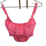 Urban Outfitters  Out From Under hot pink lace cropped  Corset top coquette Girl Photo 1