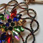 Gold Choker with Statement Multi Color Crystal Flower Pendant Photo 2
