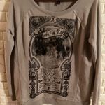 Rock & Republic  Gray Born To Rock Long Sleeve Shirt L Beads frayed rhinestone Photo 2