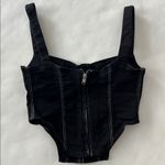 ZARA  Black Denim Corset Crop Top Size Small Photo 4