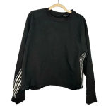 Avia  Cropped Crewneck Sweatshirt Size XL 16-18 Black White Stripes Athleisure Photo 0