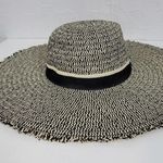 Womens Beach Hat One Size Black Tan Straw Wide Brim Fringe Summer Beach Sun Hat Photo 5