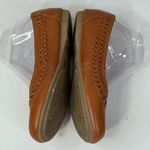 EARTH Women's "Jett" Woven Round Toe Slip On Leather Ballet Flats Med Brown Photo 5