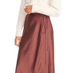 NWT J.CREW Women’s Maxi Wrap Slip Skirt Brown and White Polka Dot Med Photo 0