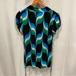 Heart soul Y2k green blue ruffle collar tie back babydoll flowy top stretchy Photo 2