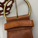 Garnet Hill Boho Western Hippie Leather Floral Wide Belt Size 36 Brass Buckle Photo 0