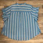 Lane Bryant Blue Stripe Lightweight Short Sleeve Button Down B19 Photo 5