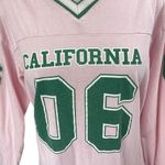 Edikted Women's Pink California V-Neck Long Sleeve Oversize Baseball T-Shirt M Photo 2