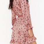 Nasty Gal Polka Dot Satin Ruffle Wrap Dress Photo 3