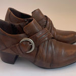 Born Nova Brown Burnished Leather Booties Straps Buckle Heel Western Women’s 7M Size 7 Photo 0