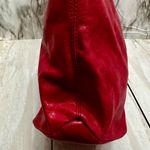 Plinio Visona  Vibrant Pink Leather Shoulder Bag Red Suede Panel Large Hobo Photo 4