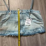 ZARA  Skirt Effect Crop Denim Spaghetti Straps Jean Tank Top Small NWT Photo 6