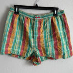 Victoria's Secret  Green Orange Plaid 100% Cotton Sleep Shorts Womens M Y2K Photo 0