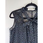 Coach Womens Top Black Star Print Sleeveless Tie Neck Blouse Silk Sheer Size 0 Photo 5