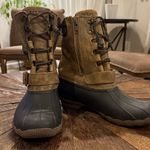 Sperry Saltwater Misty Leather Brown Plaid Waterproof Fleece Winter Duck Boots Photo 4