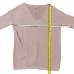 L.L.Bean Cotton Knit Pink V Neck Sweater Long Tunic Ribbed Womens Large Photo 4
