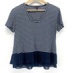 J. Crew Shirt Womens Blue White Pleated Chiffon Photo 1